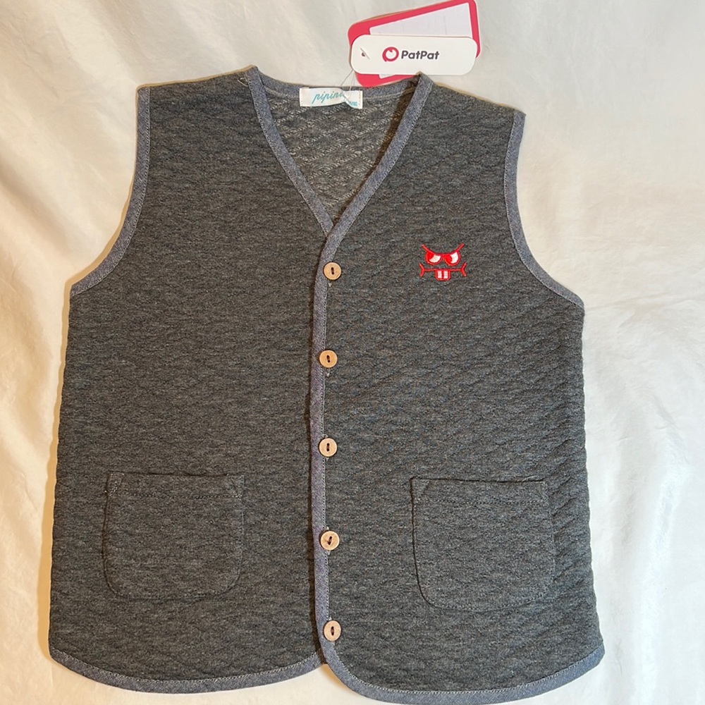 PatPat Child Grey Quilted Embroidered Vest
